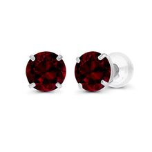 Load image into Gallery viewer, 2.00 CTW Natural Red Garnet Stud Earrings in 14K White Gold - Handcrafted USA
