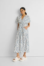 Load image into Gallery viewer, Gathered Maxi Dress in Blue Florals
