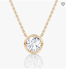 Load image into Gallery viewer, AGI Certified 1.00 Ctw Bezel Set Round Lab Grown Diamond Pendant - G/VS Clarity in Choice of 14K White or Yellow Gold
