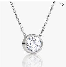 Load image into Gallery viewer, AGI Certified 1.00 Ctw Bezel Set Round Lab Grown Diamond Pendant - G/VS Clarity in Choice of 14K White or Yellow Gold
