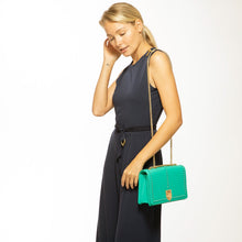 Load image into Gallery viewer, Josie Green Leather Bag with Chain Strap
