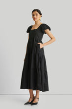 Load image into Gallery viewer, Puff Sleeve Tiered Maxi Dress in Black
