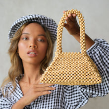 Load image into Gallery viewer, Pyramid Beaded Tote Bag in Toasted Beige
