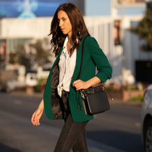 Load image into Gallery viewer, Leather Bucket Bag Black Purse Drawstring Design Medium Size Bag
