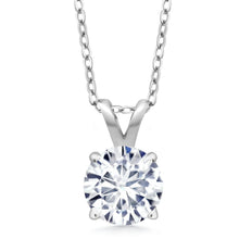 Load image into Gallery viewer, 2.00 CTW Created Moissanite Solitaire Pendant Necklace with 18" Chain - Choice of 14k White or Yellow Gold
