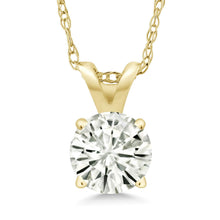 Load image into Gallery viewer, 2.00 CTW Created Moissanite Solitaire Pendant Necklace with 18" Chain - Choice of 14k White or Yellow Gold
