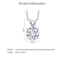Load image into Gallery viewer, 2.00 CTW Created Moissanite Solitaire Pendant Necklace with 18" Chain - Choice of 14k White or Yellow Gold
