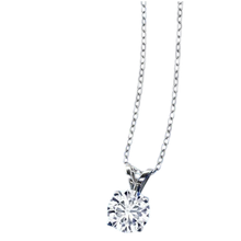 Load image into Gallery viewer, 2.00 CTW Created Moissanite Solitaire Pendant Necklace with 18" Chain - Choice of 14k White or Yellow Gold
