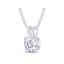 Load image into Gallery viewer, 2.00 CTW Created Moissanite Solitaire Pendant Necklace with 18" Chain - Choice of 14k White or Yellow Gold
