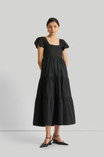 Load image into Gallery viewer, Puff Sleeve Tiered Maxi Dress in Black
