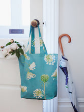Load image into Gallery viewer, Tote Bag: Queen Anne's Lace on Teal
