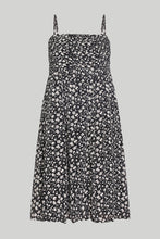 Load image into Gallery viewer, Ruched Strappy Mini Black Floral Dress
