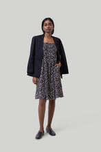 Load image into Gallery viewer, Ruched Strappy Mini Black Floral Dress
