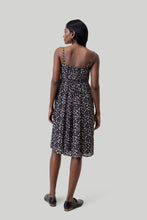 Load image into Gallery viewer, Ruched Strappy Mini Black Floral Dress
