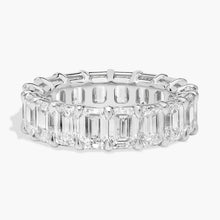 Load image into Gallery viewer, 5.00 CTW Created Moissanite Emerald Cut Eternity Band Ring in 14k White Gold Overlay

