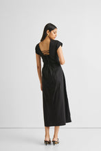 Load image into Gallery viewer, Ruched Dress with Front Slit in Black
