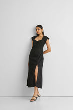 Load image into Gallery viewer, Ruched Dress with Front Slit in Black
