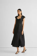 Load image into Gallery viewer, Ruched Dress with Front Slit in Black
