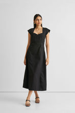 Load image into Gallery viewer, Ruched Dress with Front Slit in Black

