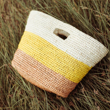 Load image into Gallery viewer, Sayan Raffia Tote Bag, in Yellow &amp; Beige
