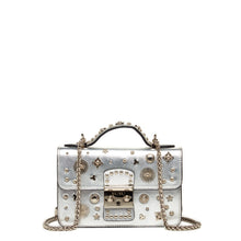Load image into Gallery viewer, Small Leather Crossbody Bag Studded Silver Purse
