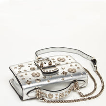 Load image into Gallery viewer, Small Leather Crossbody Bag Studded Silver Purse
