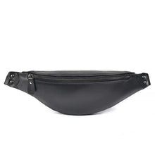 Load image into Gallery viewer, Sigrid Smooth Black Leather Waist Bag | Smooth Black Leather Fanny Pack

