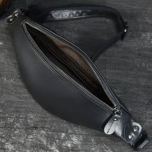 Load image into Gallery viewer, Sigrid Smooth Black Leather Waist Bag | Smooth Black Leather Fanny Pack
