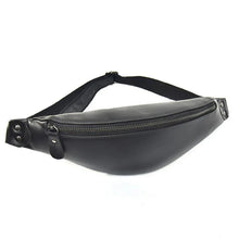 Load image into Gallery viewer, Sigrid Smooth Black Leather Waist Bag | Smooth Black Leather Fanny Pack
