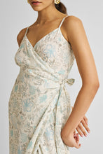 Load image into Gallery viewer, Strappy Wrap Dress in Blue Florals
