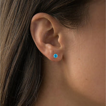 Load image into Gallery viewer, 2.00 CTW Natural Swiss Blue Topaz Stud Earrings in 14K Yellow Gold
