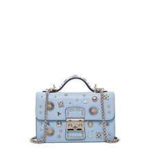 Load image into Gallery viewer, Small Leather Crossbody Bag Sky Blue Purse Studded Baby Blue Women's Handbag
