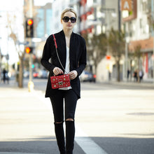 Load image into Gallery viewer, Studded Small Leather Crossbody Bag Red Purse
