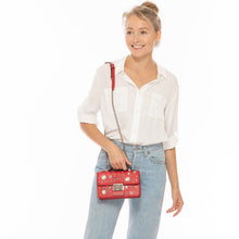 Load image into Gallery viewer, Studded Small Leather Crossbody Bag Red Purse
