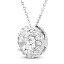 Load image into Gallery viewer, 1.50 CTW AGI Certified Lab-Grown Diamond Halo Pendant Necklace in 14kt White Gold
