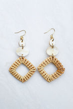 Load image into Gallery viewer, Xuan 16K Gold-Plated Brass Buffalo Horn &amp; Rattan/Wicker Geo Statement Earrings
