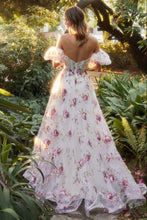 Load image into Gallery viewer, Strapless Organza Peony Print Ball Gown
