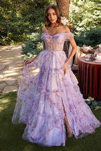 Load image into Gallery viewer, Off the Shoulder Floral A-Line Gown
