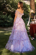 Load image into Gallery viewer, Off the Shoulder Floral A-Line Gown
