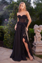 Load image into Gallery viewer, Strapless Chiffon Ruffle A-Line Dress
