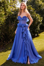 Load image into Gallery viewer, Strapless Chiffon Ruffle A-Line Dress
