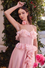 Load image into Gallery viewer, Strapless Chiffon Ruffle A-Line Dress
