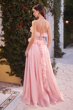 Load image into Gallery viewer, Strapless Chiffon Ruffle A-Line Dress
