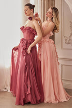 Load image into Gallery viewer, Strapless Chiffon Ruffle A-Line Dress

