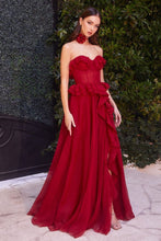 Load image into Gallery viewer, Strapless Chiffon Ruffle A-Line Dress
