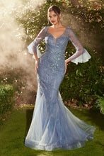 Load image into Gallery viewer, Fitted Lace Mermaid Gown With Trumpet Sleeve

