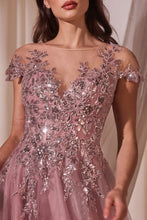 Load image into Gallery viewer, A-Line Cap Sleeve Ball Gown
