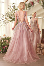 Load image into Gallery viewer, Floral Applique A-Line Layered Tulle Gown
