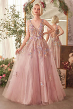 Load image into Gallery viewer, Floral Applique A-Line Layered Tulle Gown
