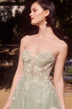 Load image into Gallery viewer, Sage Green Strapless Ball Gown
